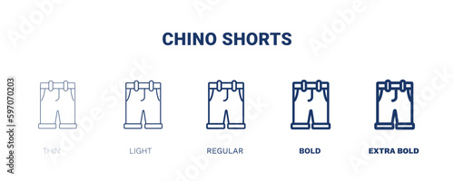 chino shorts icon. Thin, light, regular, bold, black chino shorts icon set from clothes and outfit collection. Editable chino shorts symbol can be used web and mobile