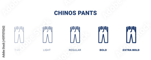 chinos pants icon. Thin, light, regular, bold, black chinos pants icon set from clothes and outfit collection. Editable chinos pants symbol can be used web and mobile