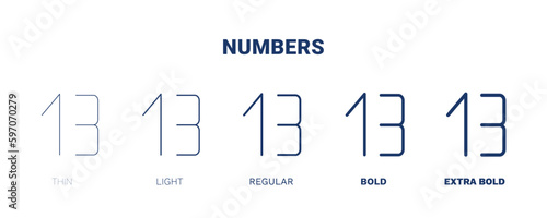numbers icon. Thin, light, regular, bold, black numbers icon set from education and science collection. Editable numbers symbol can be used web and mobile