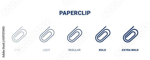 paperclip icon. Thin, light, regular, bold, black paperclip icon set from education and science collection. Editable paperclip symbol can be used web and mobile