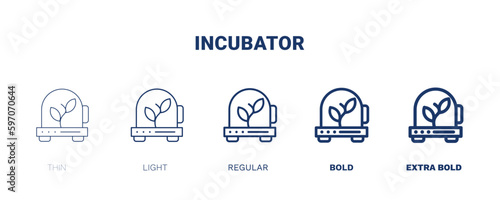 incubator icon. Thin, light, regular, bold, black incubator icon set from automation and high tech collection. Editable incubator symbol can be used web and mobile