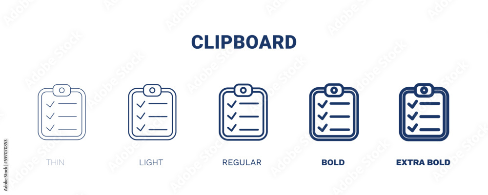 clipboard icon. Thin, light, regular, bold, black clipboard icon set from delivery and logistics collection. Editable clipboard symbol can be used web and mobile clipboard icon. Thin, light, regular, bold, black clipboard icon set from delivery and logistics collection. Editable clipboard symbol can be used web and mobile