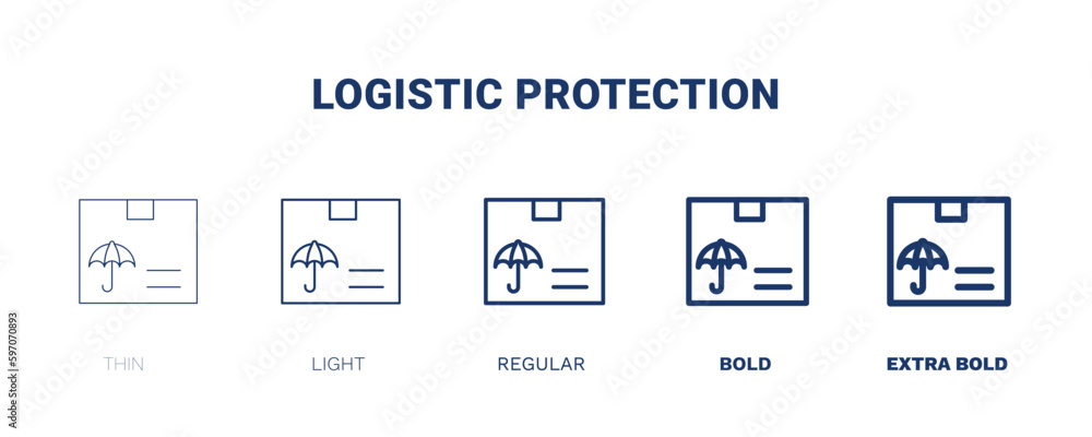 logistic protection icon. Thin, light, regular, bold, black logistic protection icon set from delivery and logistics collection. Editable logistic protection symbol can be used web and mobile