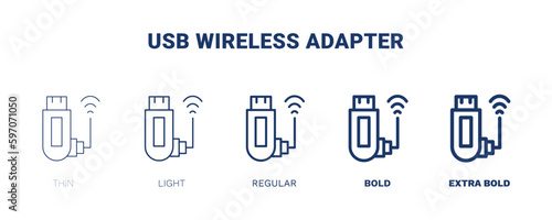 usb wireless adapter icon. Thin, light, regular, bold, black usb wireless adapter icon set from electronic device and stuff collection. Editable usb wireless adapter symbol can be used web and mobile