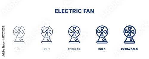 electric fan icon. Thin, light, regular, bold, black electric fan icon set from electronic device and stuff collection. Editable electric fan symbol can be used web and mobile