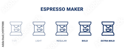 espresso maker icon. Thin, light, regular, bold, black espresso maker icon set from electronic device and stuff collection. Editable espresso maker symbol can be used web and mobile