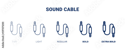 sound cable icon. Thin, light, regular, bold, black sound cable icon set from electronic device and stuff collection. Editable sound cable symbol can be used web and mobile