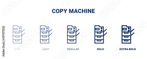 copy machine icon. Thin, light, regular, bold, black copy machine icon set from electronic device and stuff collection. Editable copy machine symbol can be used web and mobile