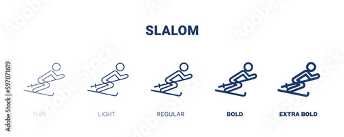 slalom icon. Thin, light, regular, bold, black slalom icon set from sport and games collection. Editable slalom symbol can be used web and mobile