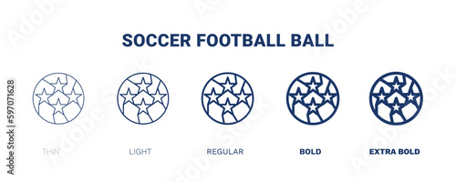 soccer football ball icon. Thin, light, regular, bold, black soccer football ball icon set from sport and games collection. Editable soccer football ball symbol can be used web and mobile