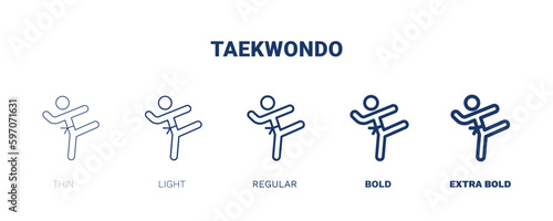 taekwondo icon. Thin, light, regular, bold, black taekwondo icon set from sport and games collection. Editable taekwondo symbol can be used web and mobile