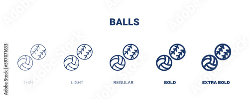 balls icon. Thin, light, regular, bold, black balls icon set from sport and games collection. Editable balls symbol can be used web and mobile