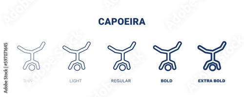 capoeira icon. Thin, light, regular, bold, black capoeira icon set from sport and games collection. Editable capoeira symbol can be used web and mobile