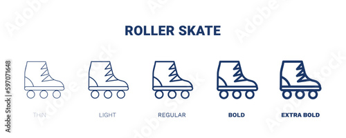 roller skate icon. Thin, light, regular, bold, black roller skate icon set from sport and games collection. Editable roller skate symbol can be used web and mobile