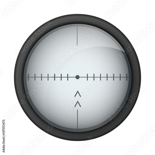 Realistic sniper sight. Sniper scope with measurement marks template. Sniper scope crosshairs view. Realistic vector optical sight.