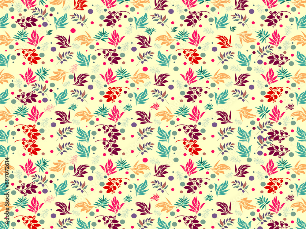 seamless floral pattern's set of collection ornaments. decorative hand drawn abstract botanic leaves background. Endless textile texture used for printing retro fabric pattern design. seamless floral pattern's set of collection ornaments. decorative hand drawn abstract botanic leaves background. Endless textile texture used for printing retro fabric pattern design.