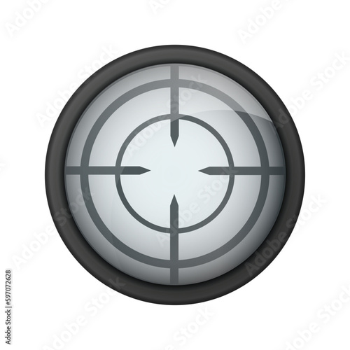 Realistic sniper sight. Sniper scope with measurement marks template. Sniper scope crosshairs view. Realistic vector optical sight.