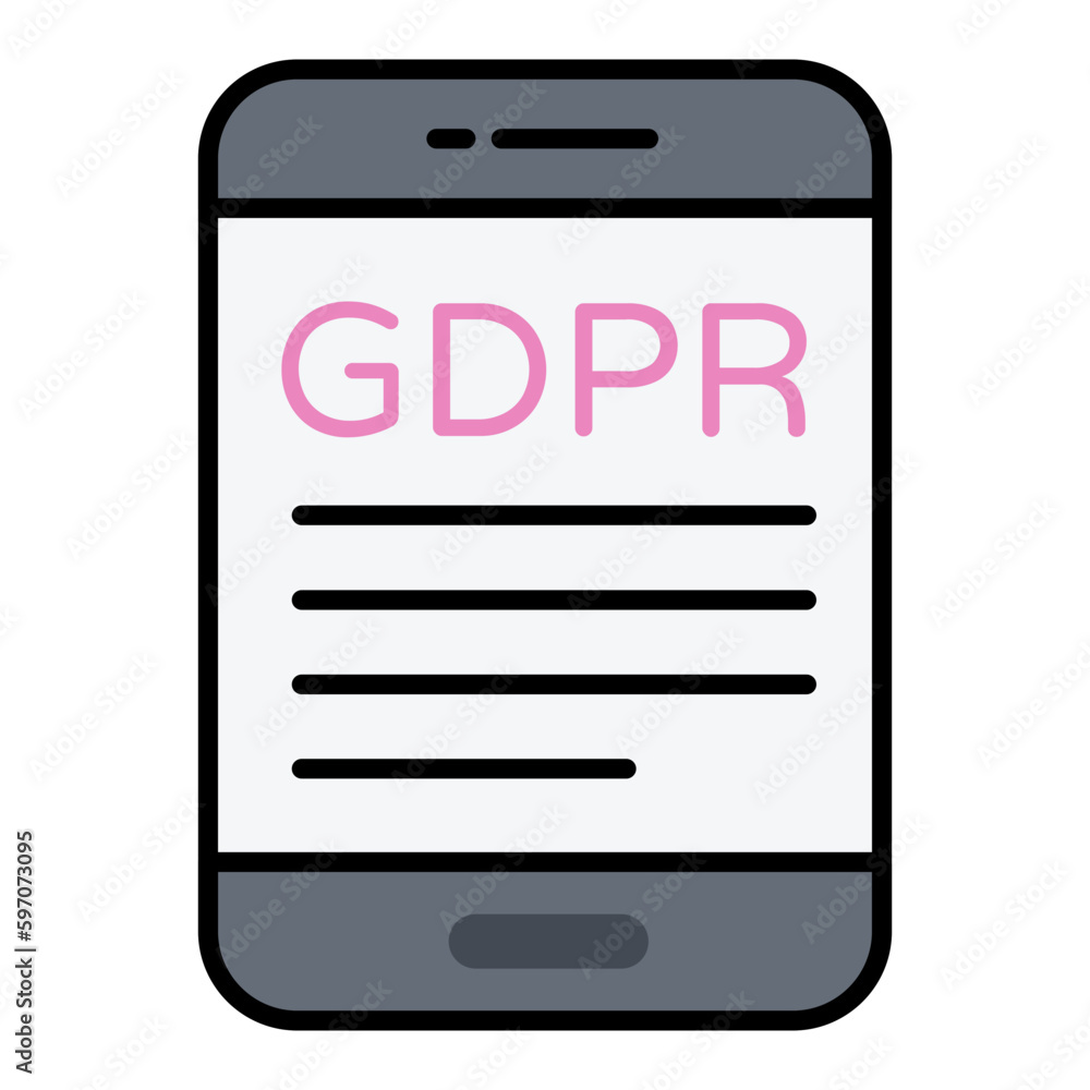 Mobile GDPR Line Color Icon Mobile GDPR Line Color Icon