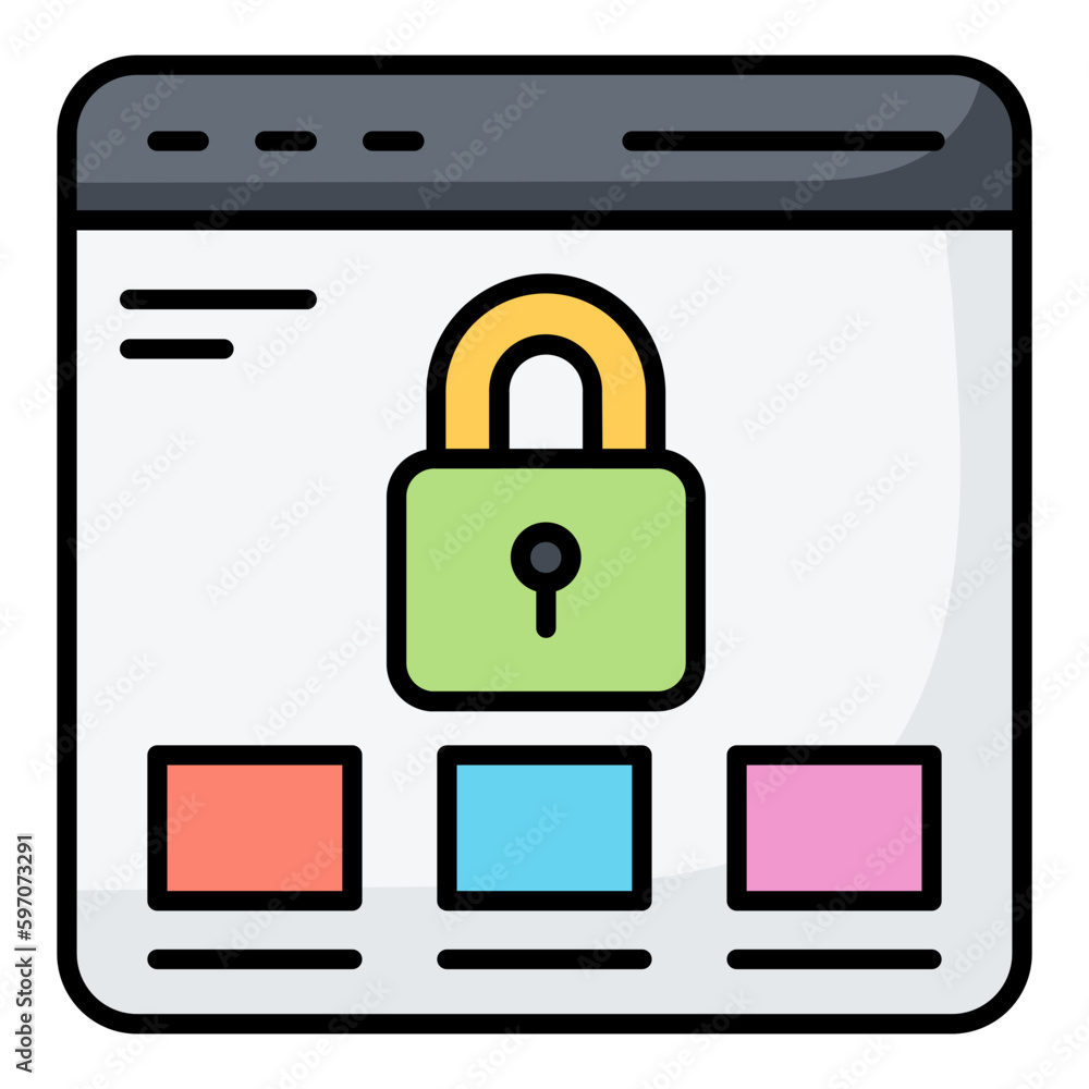 Web Security Line Color Icon Web Security Line Color Icon