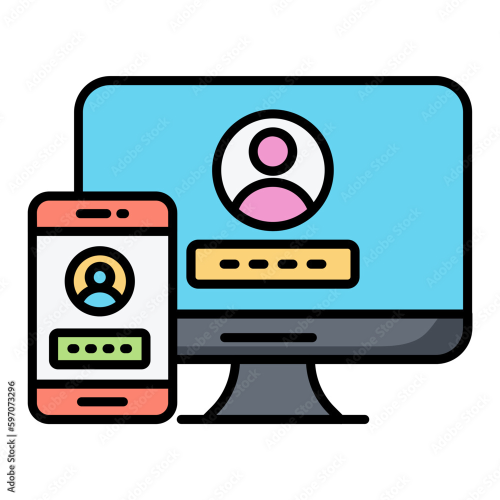 Two Steps Authentification Line Color Icon Two Steps Authentification Line Color Icon
