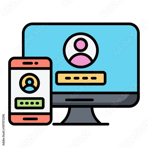 Two Steps Authentification Line Color Icon