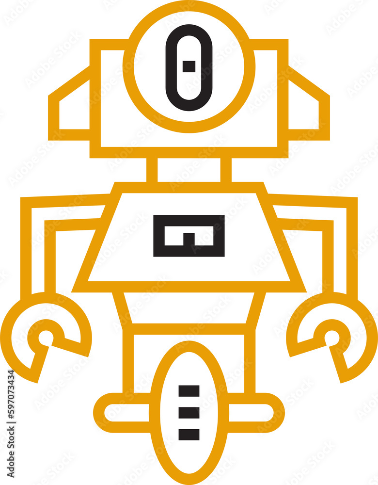 robot cartoon character line illustration robot cartoon character line illustration