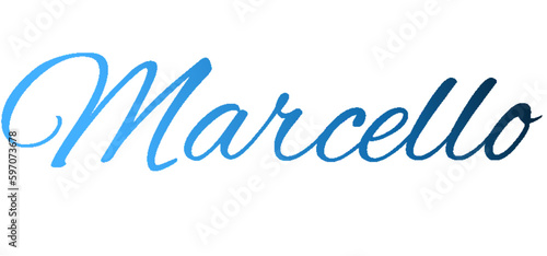 Marcello - light blue and blue color - male name - ideal for websites, emails, presentations, greetings, banners, cards, books, t-shirt, sweatshirt, prints  