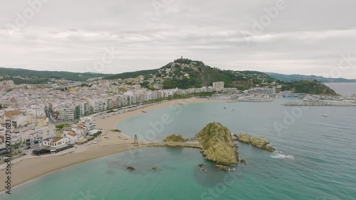 Blanes city. Drone view of coastline in Costa Brava. Seasight in Catalonia, Spain. photo