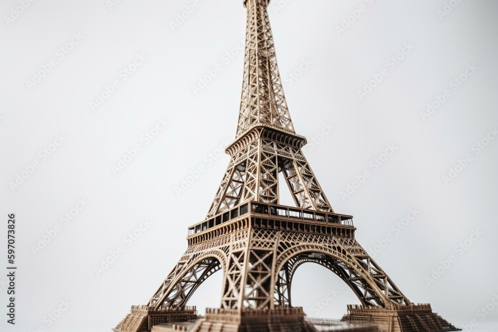 White background Eiffel Tower in Paris. Generative AI