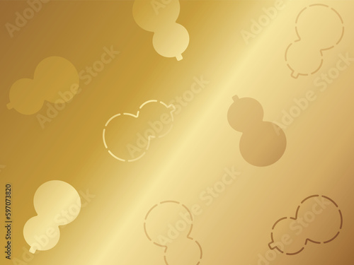 ひょうたん模様の背景　横位置　ゴールド