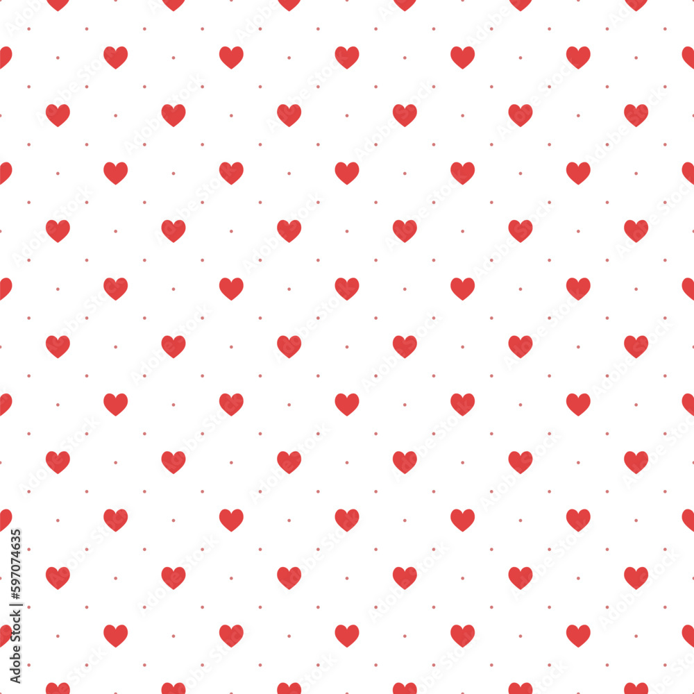 Red Heart pattern - seamless polka vector background Red Heart pattern - seamless polka vector background