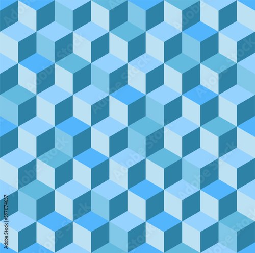 Fototapeta Naklejka Na Ścianę i Meble -  Blue cube pattern - seamless vector texture