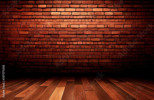 red brick wall texture and wood floor background