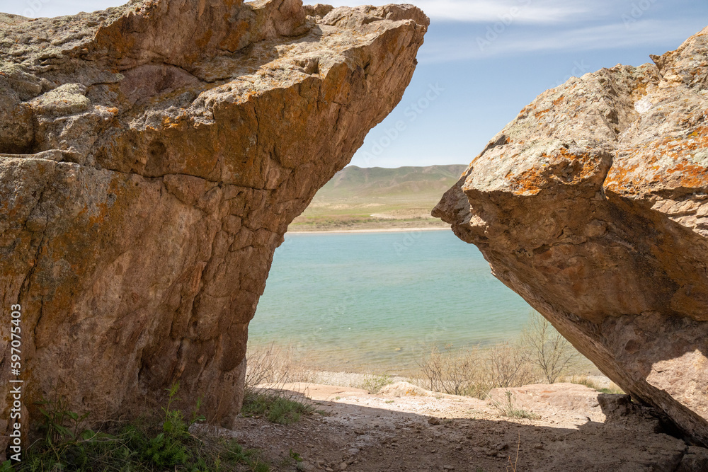 red rock arch, Ili River Kazakhstan, Central Asia