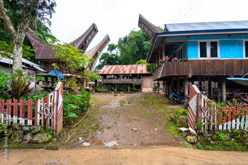 traditional tongkonan houses in rantepao village, indonesia