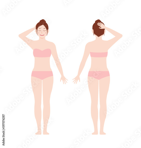 Young woman's full body vector illustration ( eyes closing)