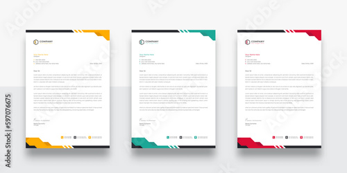 Modern and creative business company letterhead template. With color variation creative letterhead Template. modern letterhead design template for your project. Business letterhead design. (ID: 597076675)