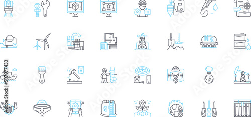 Electrical engineering linear icons set. Circuitry, Power, Energy, Voltage, Current, Magnetic, Transformer line vector and concept signs. Generator,Motor,Transformer outline Generative AI
