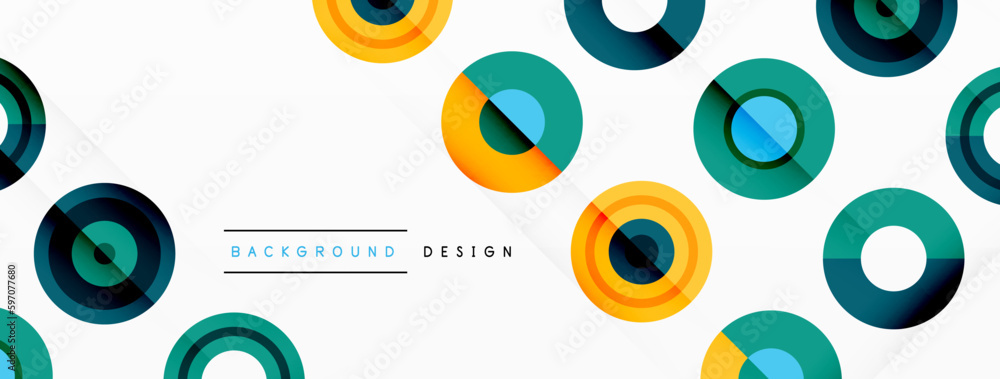 Abstract background with circle symmetric grid composition. Circle pattern creating sense of movement. Grid adds structure and balance to the composition, with equal spacing between each circle