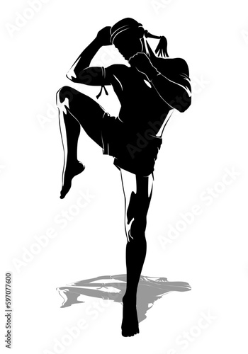 Thai boxing.Self-defense art on white background-vector