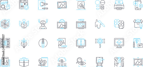 Innovative approach linear icons set. Inventive, Piering, Unconventional, Breakthrough, Experimental, Trailblazing, Visionary line vector and concept signs. Generative AI