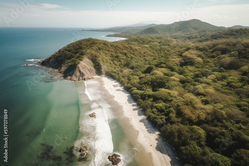 Costa Rica's Nicoya Peninsula boasts a beautiful Pacific coastline. Generative AI photo