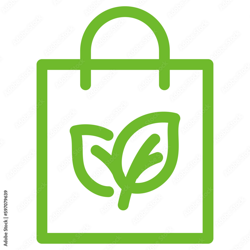 Shopping bag icon with leaf.Vector simple line icon for eco, recycle or sustainable products. Shopping bag icon with leaf.Vector simple line icon for eco, recycle or sustainable products.