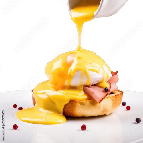 Eggs Benedict Isolated on White .Generative AI photo