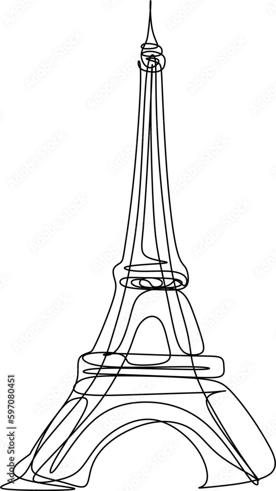 one line art. one continuous line art of The Eiffel Tower