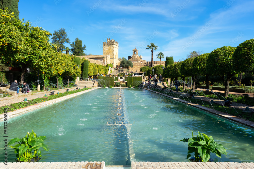 Gardens of the Alcázar in Cordova, Spain on December 11, 2022
