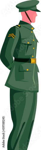 Calm Reflections of a Military Commander: Abstract Flat Illustration, This stunning graphic illustration captures the calm and reflective mood of a military commander., Minimalist and Contemporary