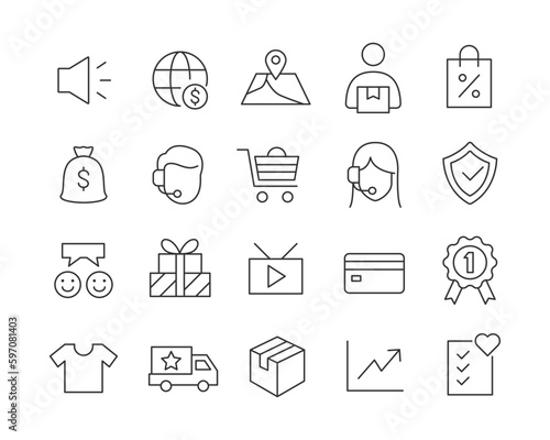 Shopping Icons - Vector Line. Editable Stroke.