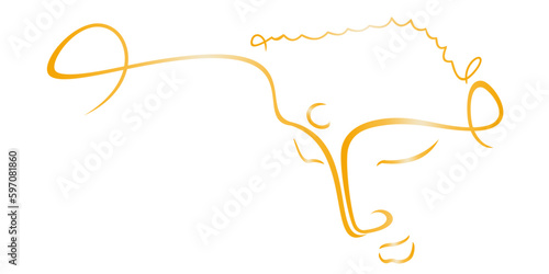 vector illustration, illustration of a buddha face with gold color, vesak day