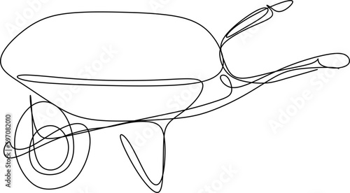 one line art. one continuous line art. a wheelbarrow